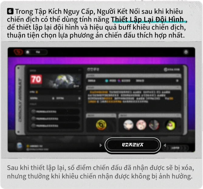 Trong Tập Kích Nguy Cấp, Người Kết Nối sau khi khiêu chiến địch có thể dùng tính năng Thiết Lập Lại Đội Hình
