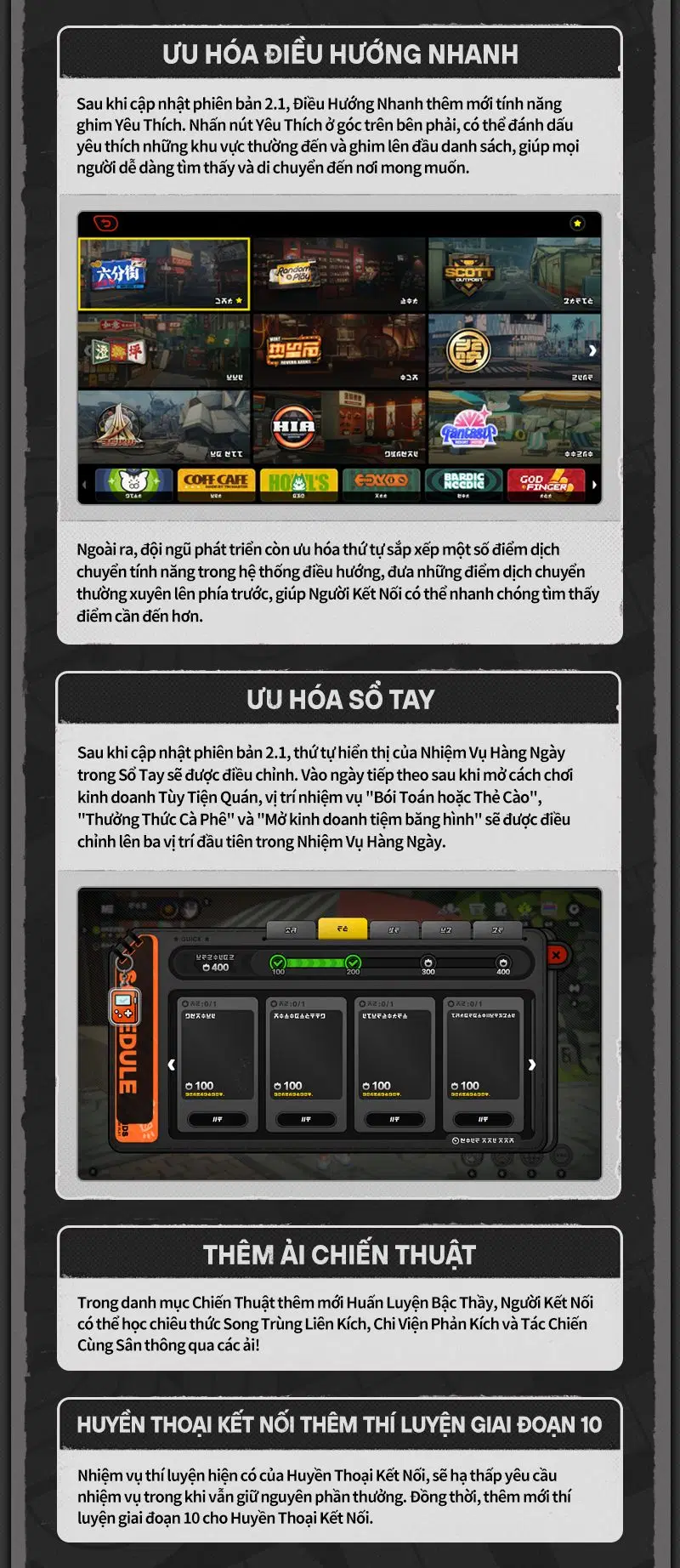 Infographic giới thiệu các ưu hóa của phiên bản 2.1
